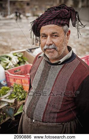 Stock Photograph - Portrait Of A Kurdish Street Vendor, Sulaymaniyah, Iraqi Kurdistan, Iraq. Fotosearch