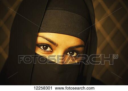 Portrait of a woman in a black burka; Bandar Seri Begawan, Brunei View Large Photo Image Stock Image - Portrait of a woman in a black burka; Bandar Seri Begawan, Brunei. Fotosearch