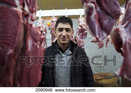 Stock Photograph - Portrait Of Butcher In The Central Bazaar Of Sulaymaniyah, Iraqi Kurdistan, Iraq. Fotosearch