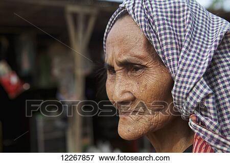 Portrait of elderly woman; Battambang, Camdodia View Large Photo Image Stock Photo - Portrait of elderly woman; Battambang, Camdodia. Fotosearch