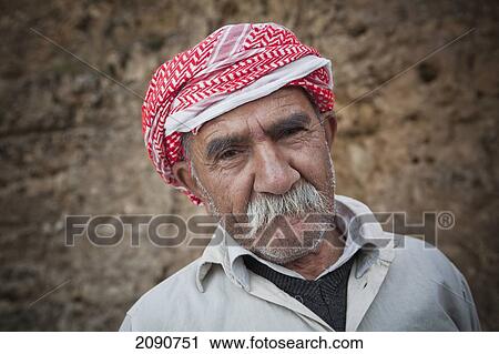 Stock Image - Portrait Of Yazidi Man In Iraqi Kurdistan, Iraq. Fotosearch