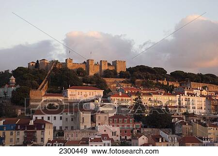 Portugal, Alfama; Lisbon, View of Castelo de Sao Jorge View Large Photo Image Stock Photo - Portugal, Alfama; Lisbon, View of Castelo de Sao Jorge. Fotosearch