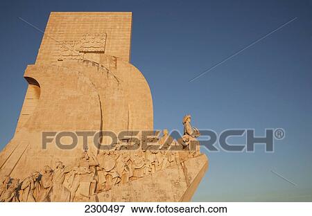 Stock Photo - Portugal, Belem; Lisbon, Monument to Discoveries, Detail of Henry Navigator. Fotosearch