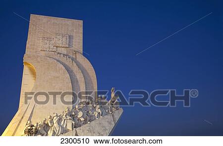Portugal, Belem; Lisbon, View of Monument to Discoveries (Padrao dos Descobrimentos) at dusk View Large Photo Image Stock Image - Portugal, Belem; Lisbon, View of Monument to Discoveries (Padrao dos Descobrimentos) at dusk. Fotosearch