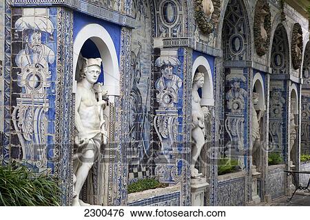 Stock Photograph - Portugal, Benfica; Lisbon, Palacio dos Marqueses da Fronteira, Azulejos tiles. Fotosearch