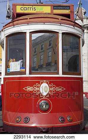 Portugal, Detail of old tram; Lisbon View Large Photo Image Picture - Portugal, Detail of old tram; Lisbon. Fotosearch