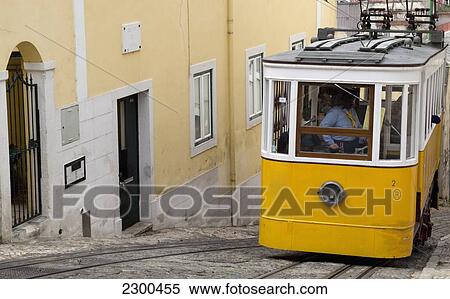 Portugal, Elevador da Gloria railway; Lisbon View Large Photo Image Stock Photography - Portugal, Elevador da Gloria railway; Lisbon. Fotosearch