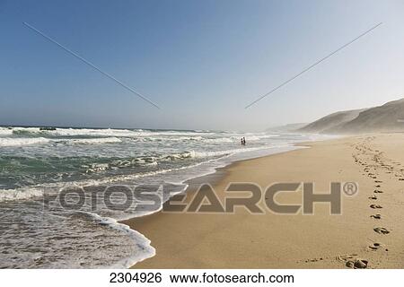 Stock Photograph - Portugal, Estremadura Province, Beach; Foz da Rainha. Fotosearch