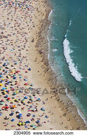 Stock Photography - Portugal, Estremadura Province, Nazare Beach seen from the old village of Sitio on top of the cliff; Nazare. Fotosearch
