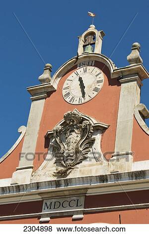 Stock Photo - Portugal, Estremadura Province, Architectural detail of the former town hall on Praca da Republica; Caldas de Rainha. Fotosearch