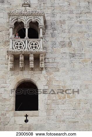 Stock Photo - Portugal, Exterior detail of Torre de Belem fortress; Lisbon. Fotosearch