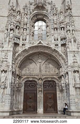 Stock Photo - Portugal, Lisbon, Exterior of Mosteiro dos Jeronimos; Belem. Fotosearch