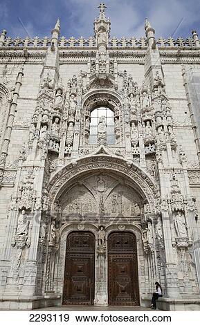 Stock Photo - Portugal, Lisbon, Exterior of Mosteiro dos Jeronimos; Belem. Fotosearch