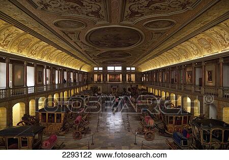 Stock Image - Portugal, Lisbon, Interior of Museu dos Coches (Coach Museum); Belem. Fotosearch