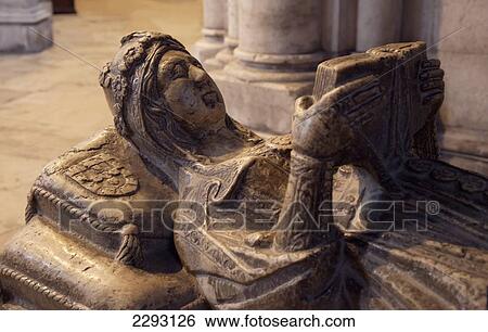 Stock Photograph - Portugal, Lisbon, Medieval tomb in Se Cathedral; Baixa district. Fotosearch