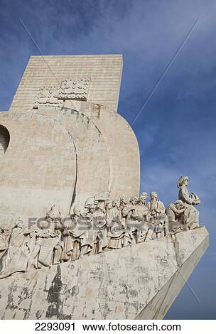 Stock Image - Portugal, Lisbon, Monument to Discoveries (Padrao dos Descobrimentos); Belem. Fotosearch