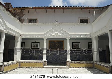Stock Photograph - Portuguese tiles in cloister at church of Sao Francisco; Salvador, Brazil. Fotosearch