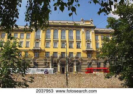 Post Office Building Beside The Miljacka River; Sarajevo Muslim-Croat Federation Bosnia And Hercegovina View Large Photo Image Stock Image - Post Office Building Beside The Miljacka River; Sarajevo Muslim-Croat Federation Bosnia And Hercegovina. Fotosearch