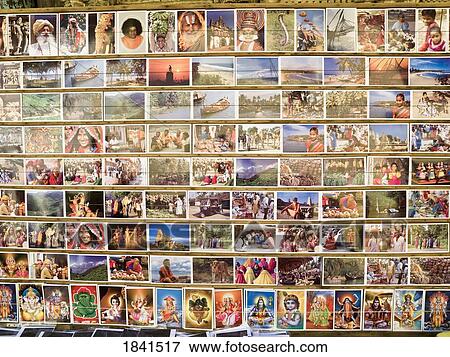 Stock Photo - Postcards On Display; Jewtown, Cochin, Kerala, India. Fotosearch