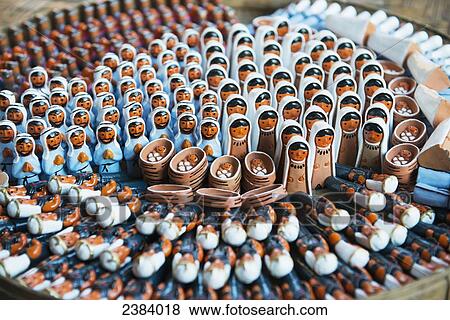 Stock Photo - Pottery nativity sets; Inle Lake, Shan State, Myanmar. Fotosearch