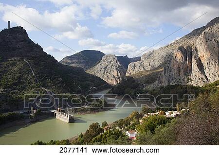 Stock Image - Power Generating Station Near Pantano Del Chorro; Andalusia Spain. Fotosearch