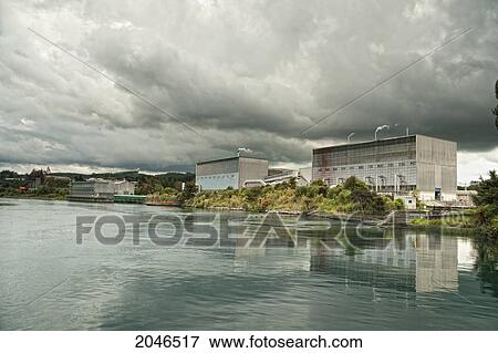 Power Station At Waikato River; New Zealand View Large Photo Image Stock Photo - Power Station At Waikato River; New Zealand. Fotosearch