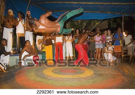 Stock Image - Practice of Capoeira Dance; Itacare, Bahia State, Brazil. Fotosearch