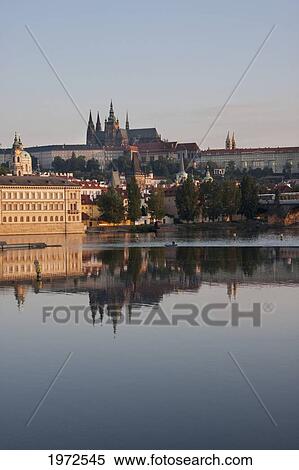 Stock Photography - Prague Castle Reflected In The Vltava River, Prague, Czech Republic. Fotosearch