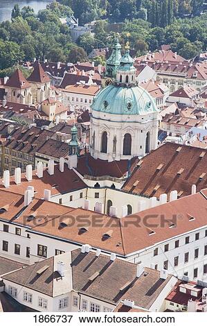 Stock Photo - Prague, Czech Republic; Liechtenstein Palace And Church Of St. Nicholas Dome. Fotosearch