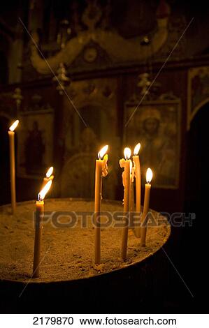 Prayer Candles And Decorated Altar Serbian Church, Kotor, Monte. Tif View Large Photo Image Stock Image - Prayer Candles And Decorated Altar Serbian Church, Kotor, Monte. Tif. Fotosearch