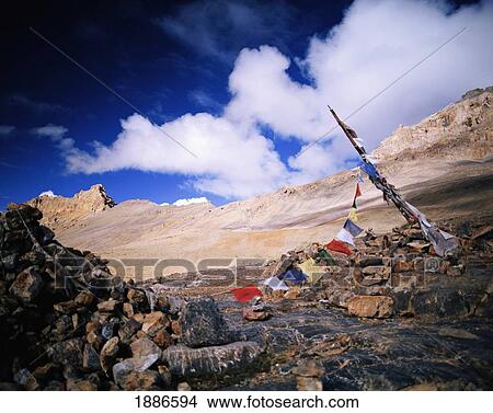 Picture - Prayer Flags And Mountains. Fotosearch