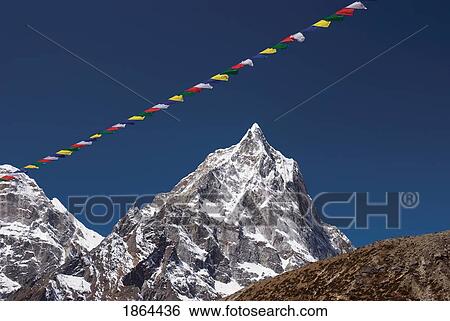 Stock Photograph - Prayer Flags, Arakam Tse, Dughla, Khumbu, Nepal. Fotosearch