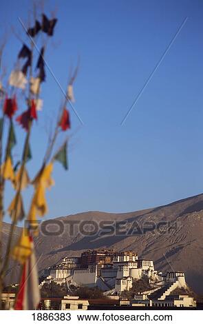 Prayer Flags In Front Of The Potala Palace At Dawn View Large Photo Image Stock Image - Prayer Flags In Front Of The Potala Palace At Dawn. Fotosearch