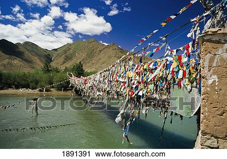 Prayer Flags On Bridge At Jokhang Temple Entrance View Large Photo Image Stock Image - Prayer Flags On Bridge At Jokhang Temple Entrance. Fotosearch
