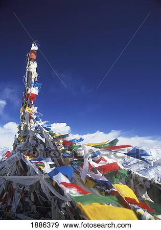 Prayer Flags On The Kamba La Pass, Close Up View Large Photo Image Stock Photo - Prayer Flags On The Kamba La Pass, Close Up. Fotosearch