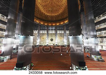 Stock Photo - Prayer Hall of the Istiqlal Mosque (Independence Mosque), Jakarta, Java Island, Indonesia. Fotosearch