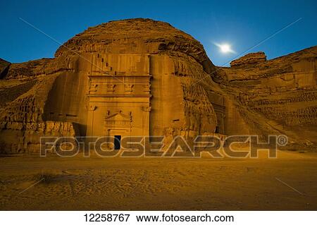 Stock Photo - Pre-Islamic archaeological site; Madain Saleh, Saudi Arabia. Fotosearch