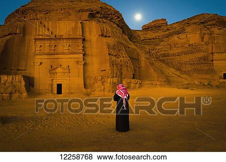 Stock Photo - Pre-Islamic archaeological site; Madain Saleh, Saudi Arabia. Fotosearch