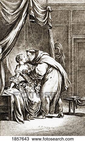 Stock Image - Priest Accosts Woman, From An 18Th Century Print. From The Book ErzÃƒÆ’Ã‚Â¤hlungen, Ins Deutsche ÃƒÆ’Ã…â€œbertragen V. Theodor Etzel By Jean De Lafontaine (1021-1695) Published 1923.. Fotosearch
