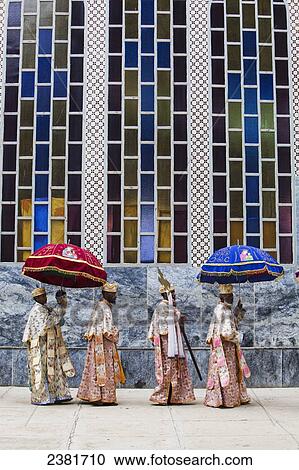 Stock Image - Priests parading copies of the Tabot (the tablets of stone) during Timkat (Epiphany) outside The Church of Our Lady Mary of Zion; Axum, Tigray, Ethiopia. Fotosearch