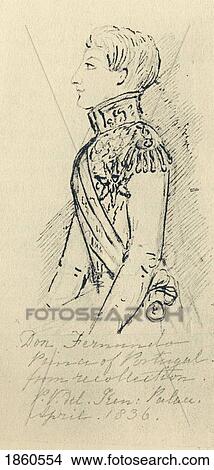 Picture - Prince Ferdinand Of Saxe-Coburg, Afterwards King Consort Of Portugal, 1816-1885. From A Sketch By Princess Victoria, 1836. From The Book The Girlhood Of Queen Victoria 1832-1840. Published In London 1912.. Fotosearch