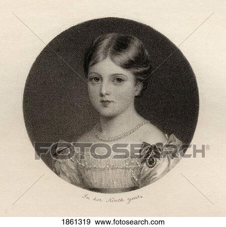 Stock Photo - Princess Alexandrina Victoria Of Saxe-Coburg 1819 To 1901 Later Queen Victoria Aged 9 Engraved By T Woolnoth After A Stewart From The Book National Portrait Gallery Volume Iv Published C 1835. Fotosearch