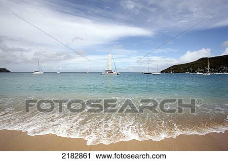 Stock Image - Princess Margaret Beach; Bequia Island, St. Vincent and the Grenadines. Fotosearch