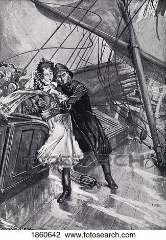 Stock Image - Princess Victoria Saved From A Falling Mast By The Pilot Of The Yacht Emerald In 1833. From The Book V. R. I. Her Life And Empire By The Marquis Of Lorne, K. T. Now His Grace The Duke Of Argyll.. Fotosearch