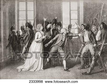 Stock Photo - Princess ÃƒÆ’Ã¢â‚¬Â°Lisabeth Of France, Sister Of King Louis Xvi Presents Herself As Marie-Antoinette To Jacques Maillard During The Storming Of The Tuileries. From A Contemporary Print.. Fotosearch
