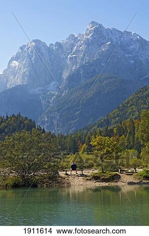 Picture - Prisojnik (Prisank) And Razor Mountainswith Jasna Lake In Foreground, Slovenia. Fotosearch