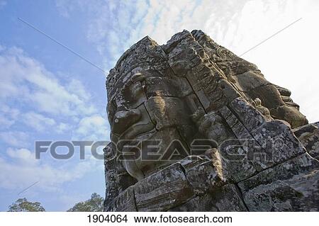 Picture - Profile Of Avalokiteshvara Statue From Bayon Temple, Angkor, Siem Reap, Cambodia. Fotosearch