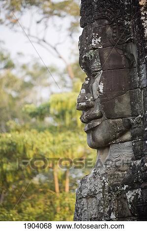 Stock Photo - Profile Of Avalokiteshvara Statue From Bayon Temple, Angkor, Siem Reap, Cambodia. Fotosearch