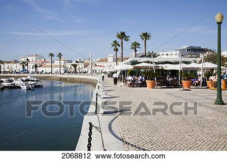 Stock Image - Promenade At The Harbour; Faro Algarve Portugal. Fotosearch