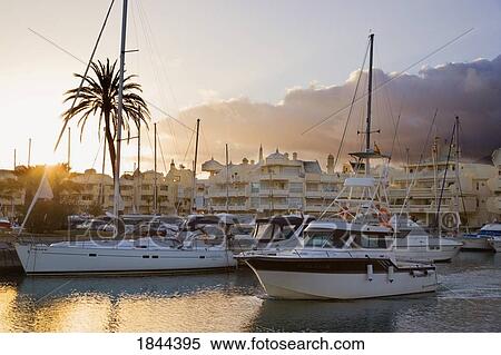 Stock Photography - Property And Boats At Puerta Marina; Benalmadena-Costa, Malaga Province, Costa Del Sol, Spain. Fotosearch